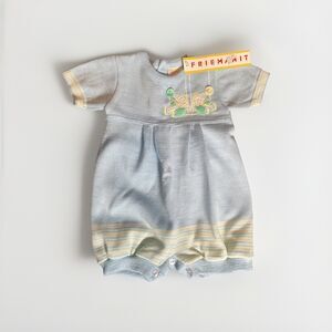 Vintage FRIEMANIT Baby Boys Romper Knit NWT Blue Clowns 9 months